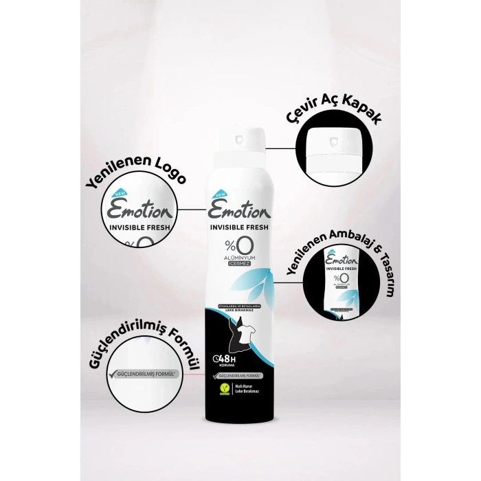 Emotion Invisible Fresh Black & White Kadın Deodorant 150ml Vegan, Leke Bırakmaz