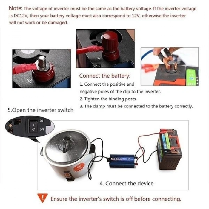 Epilons 12v 1000w Tam Sinus İnverter 220v Çevirici Taşınabilir Güç Kaynağı