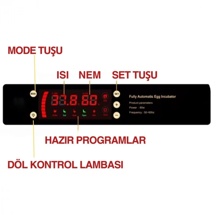 Epo-w64 Tam Otomatik Kuluçka Makinesi 64 Yumurta Kapasiteli Civciv Kaz Ördek Uyumlu + Yedek Motor