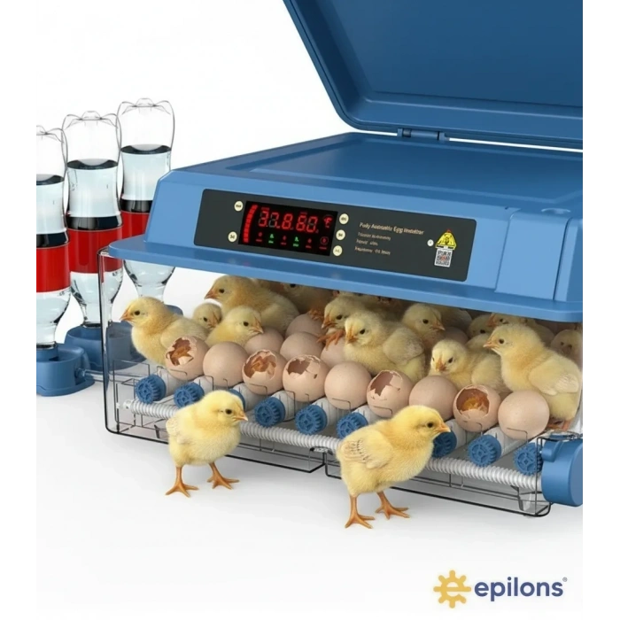 Epo-w64 Tam Otomatik Kuluçka Makinesi 64 Yumurta Kapasiteli Civciv Kaz Ördek Uyumlu + Yedek Motor