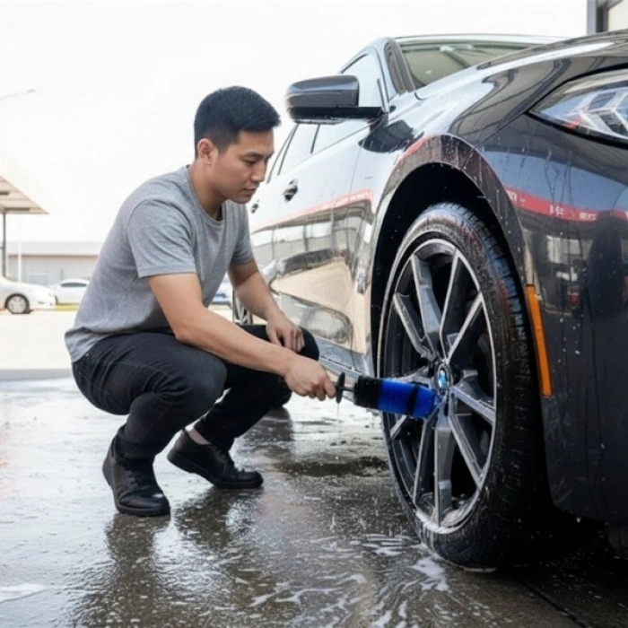 Ergonomik Saplı Jant Ve Lastik Temizleme Fırçası