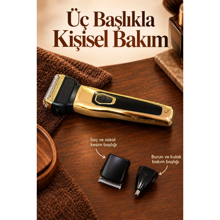 Erkek Bakım Seti Kablosuz Kullanımlı Üç Başlıklı