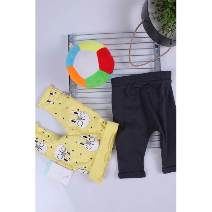 Erkek Bebek Desenli 2li Pantolon 3/12 Ay