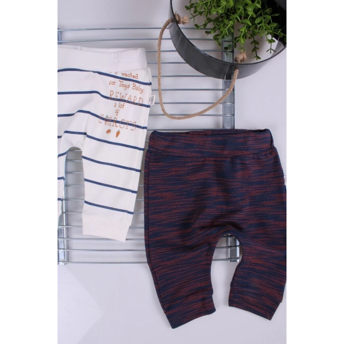 Erkek Bebek Desenli 2li Pantolon 3/12 Ay