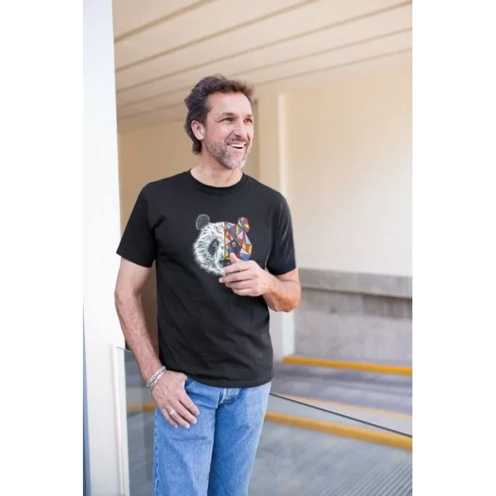 Erkek Bisiklet Yaka Baskılı Oversize TShirt