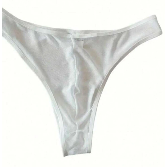 Erkek  Biyeli Beyaz Transparan Brazillian Slip