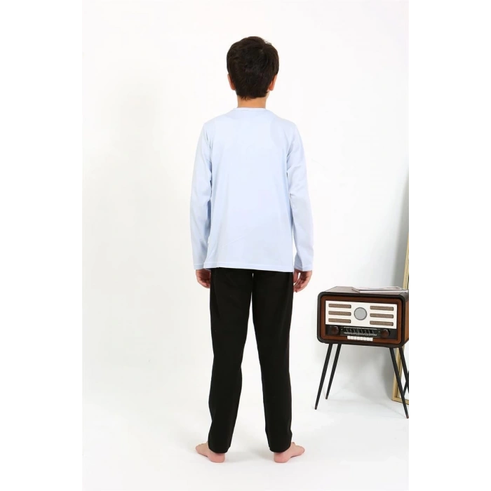 Erkek Çocuk Uzun Kol Penye Pijama Takım BuzMavisi