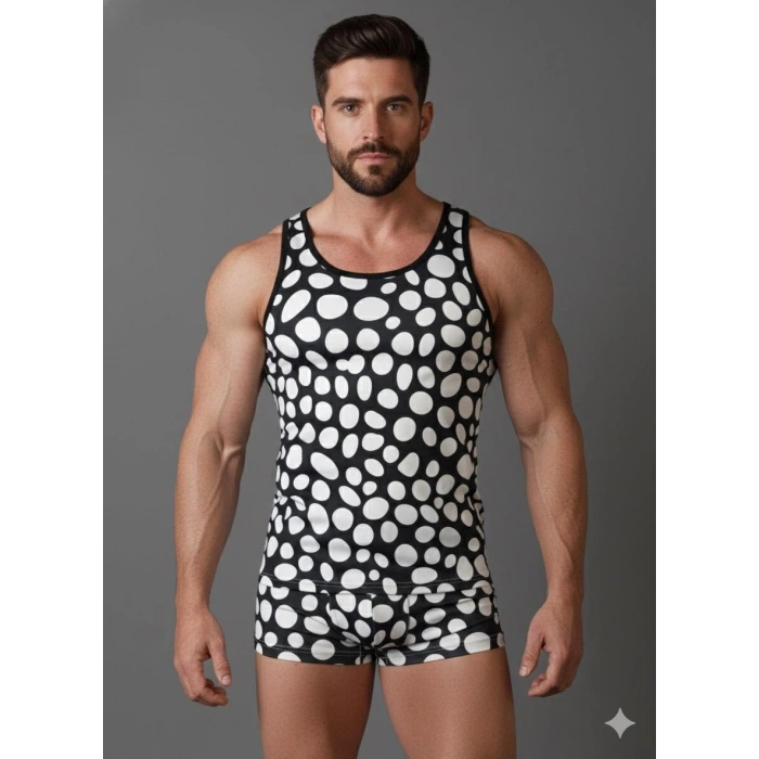 Erkek Desenli Tank Top Boxer Takımı