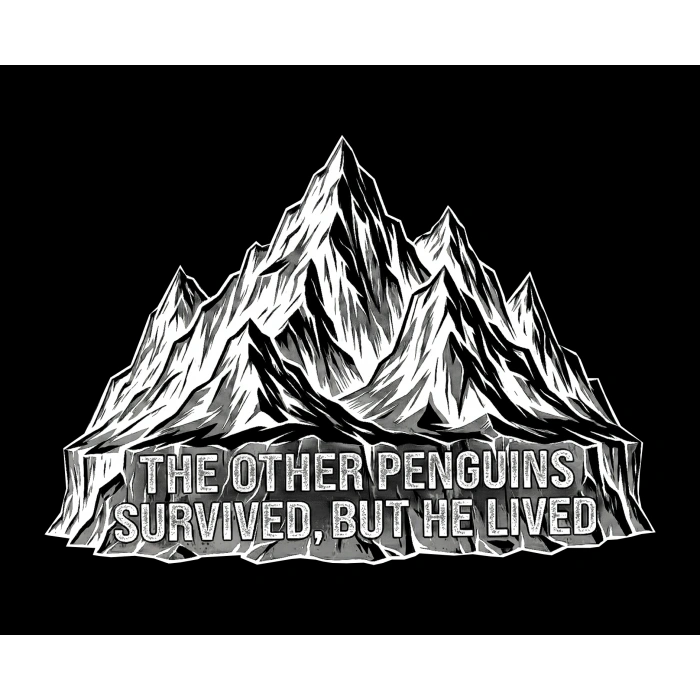 Erkek Nihilist Penguen Baskılı 3 İplik Pamuklu Kapüşonlu Sweatshirt Hoodie Siyah