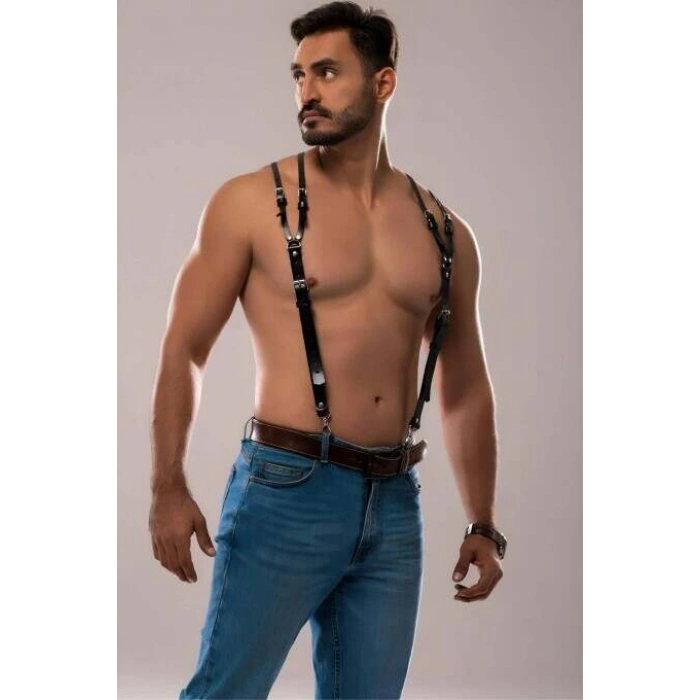 Erkek Omuzdsan Askılı Deri Harness - Brfm140