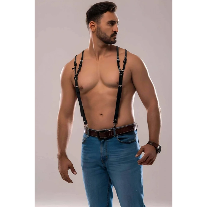 Erkek Omuzdsan Askılı Deri Harness - Brfm140