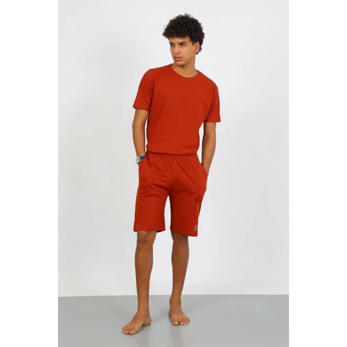 Erkek Pamuk Lakost Alt Üst Kaprili Pijama Takım Kremit