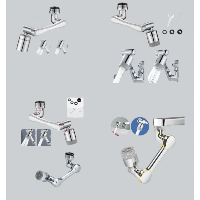 Esnek 1080° Musluk Başlığı 3 Eklemli Hareketli Su Modlu Lavabo Aparatı