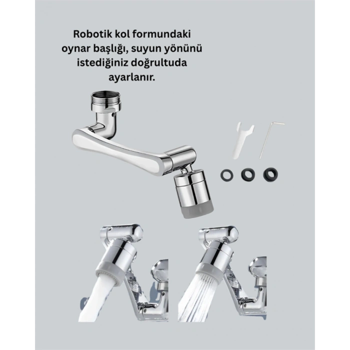 Esnek 1080° Musluk Başlığı 3 Eklemli Hareketli Su Modlu Lavabo Aparatı