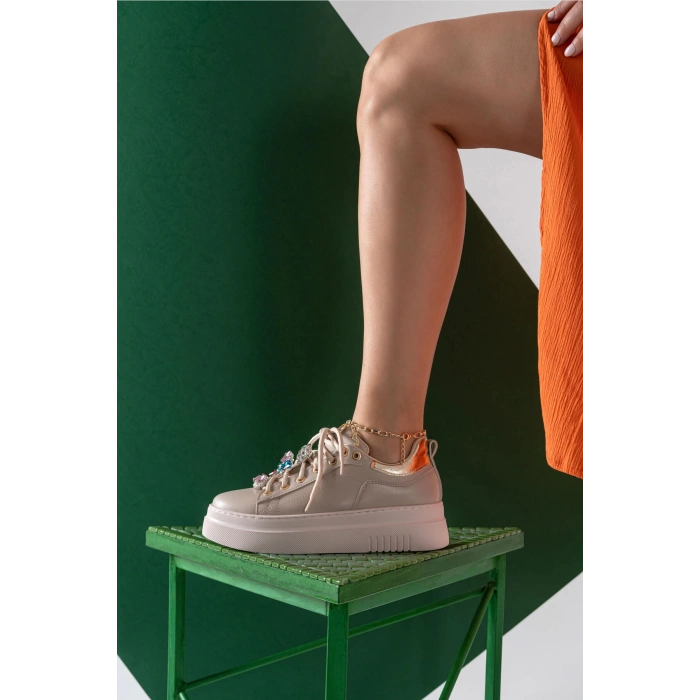 Estelle Bej Taş Aksesuarlı Spor Ayakkabı