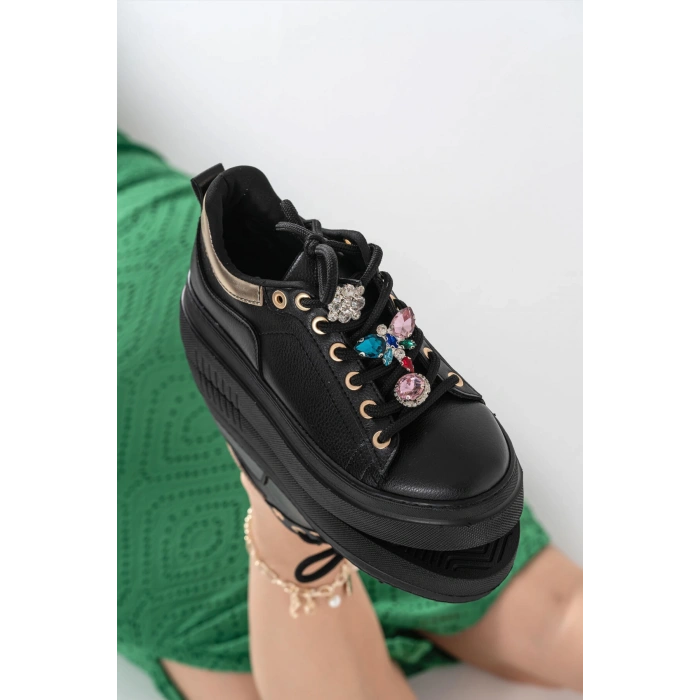 Estelle Siyah Taş Aksesuarlı Spor Ayakkabı