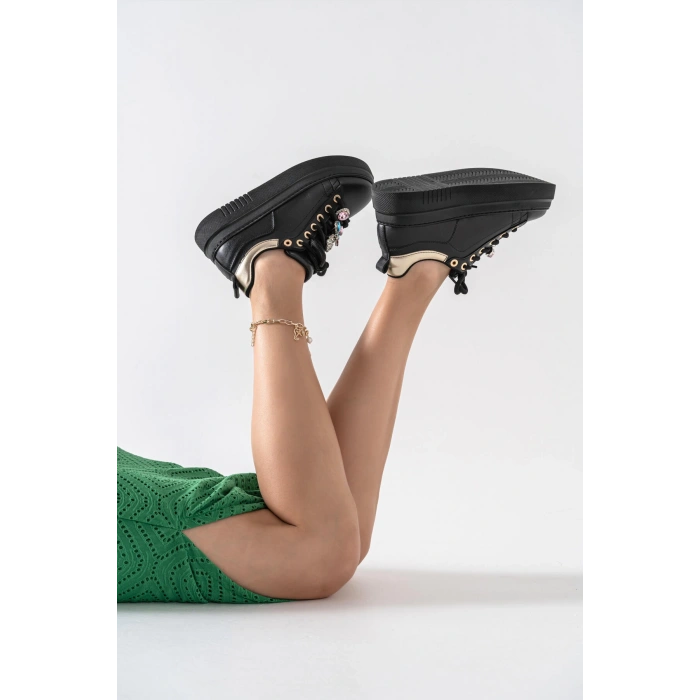 Estelle Siyah Taş Aksesuarlı Spor Ayakkabı