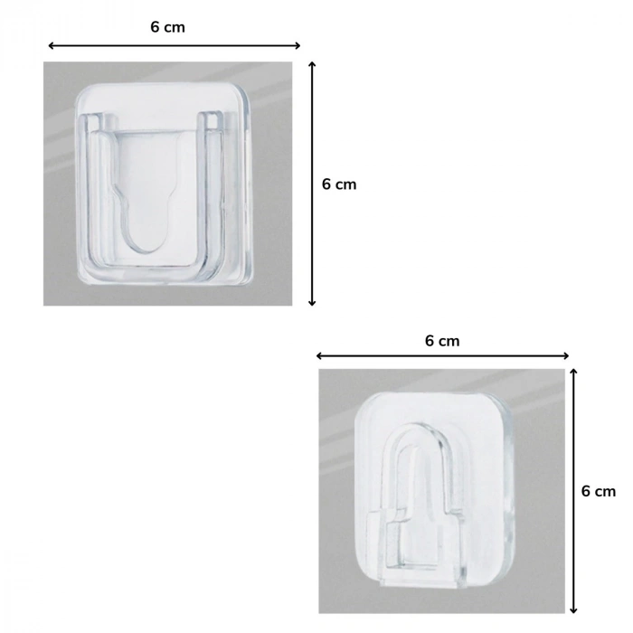 Eşya Sabitleme Askısı 10 Çift Şeffaf Çift Taraflı Yapışkanlı Geçmeli Klips (4887)