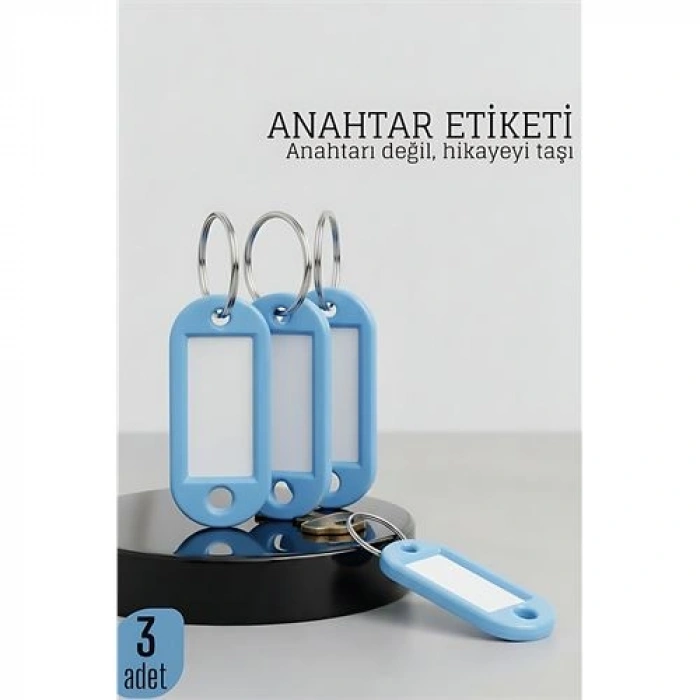 Etiketli 3lü Anahtarlık Halkası – İsim Yazılabilir, Metal Halka ile Şık Tasarım