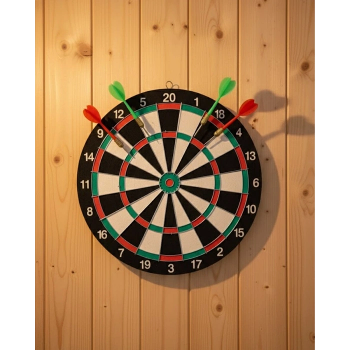 Ev Ve Ofis İçin 17 İnç Dart Tahtası Seti 4 Adet Dart Oku Dahil