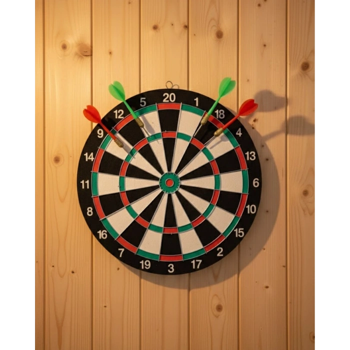 Ev Ve Ofis İçin 17 İnç Dart Tahtası Seti 4 Adet Dart Oku Dahil