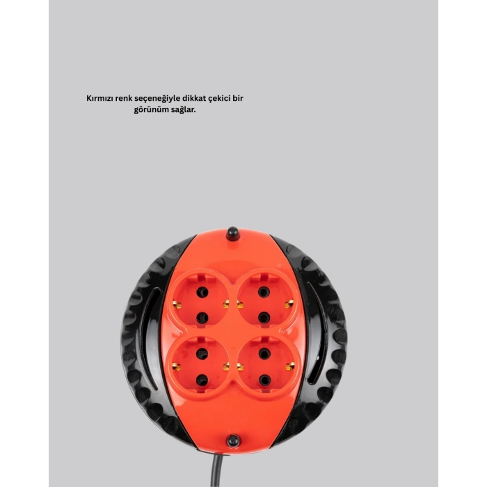 Ev Ve Ofis İçin 5 Metre Kablolu 4 Priz Makarası