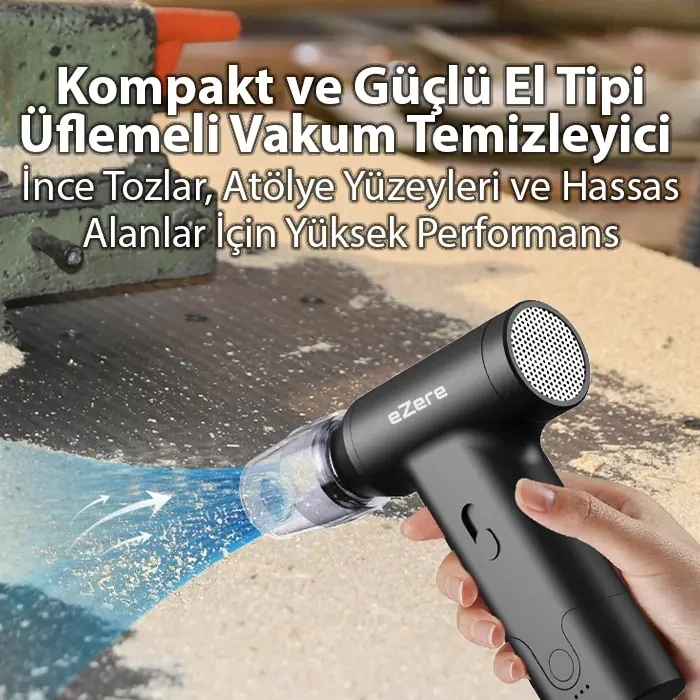 Ezere J02 Çift Fonksiyonlu Mini Araç Süpürgesi & Turbo Fan Hava Üfleyici