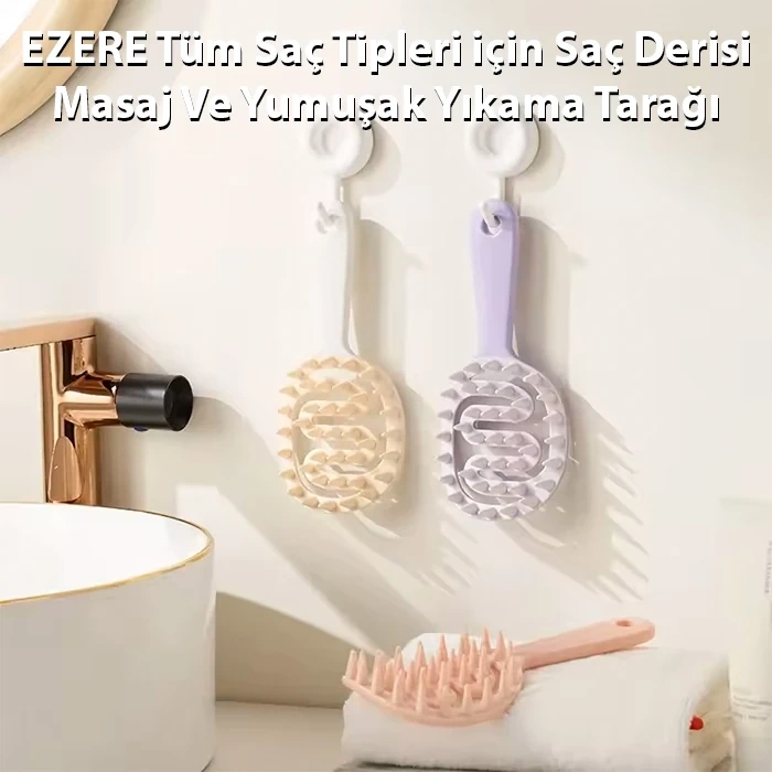 Ezere Tüm Saç Tipleri İçin Saç Derisi Masaj Ve Yumuşak Yıkama Tarağı