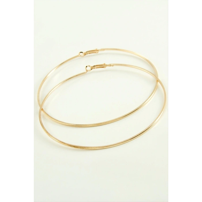 Ezme Çizgili Metal Halka Küpe 8-9-10 cm