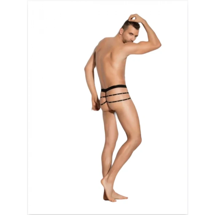 Fantezi Erkek Siyah Seksi Metalli Tanga - String