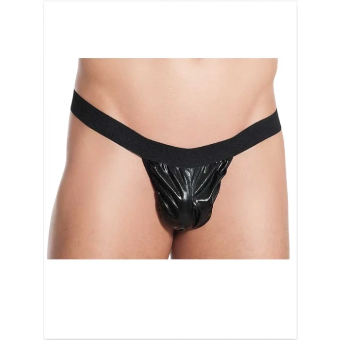 Fantezi Siyah Lame Seksi Erkek String - Tanga