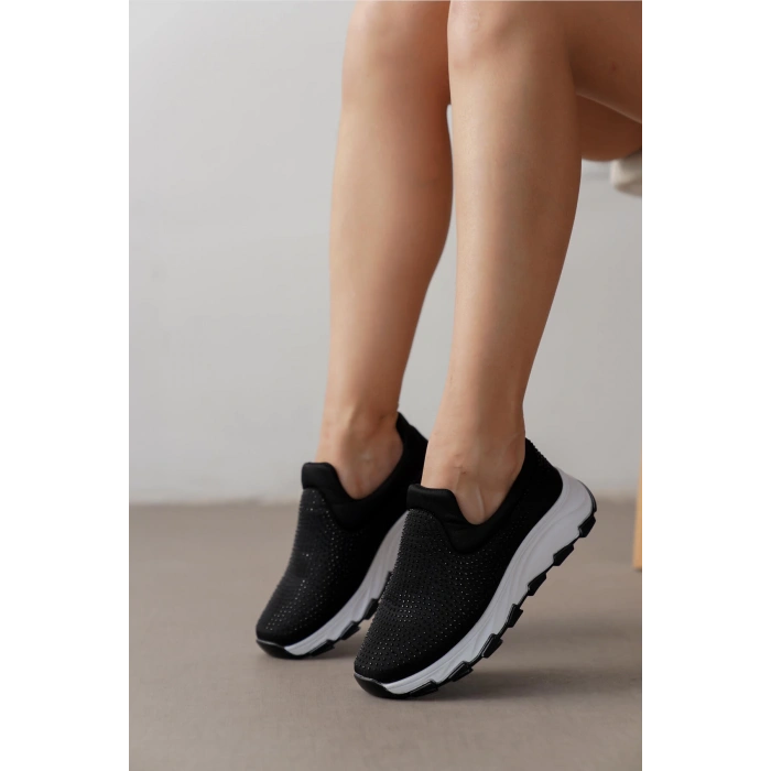 Faylinn Siyah Taşlı Streç Spor Ayakkabı