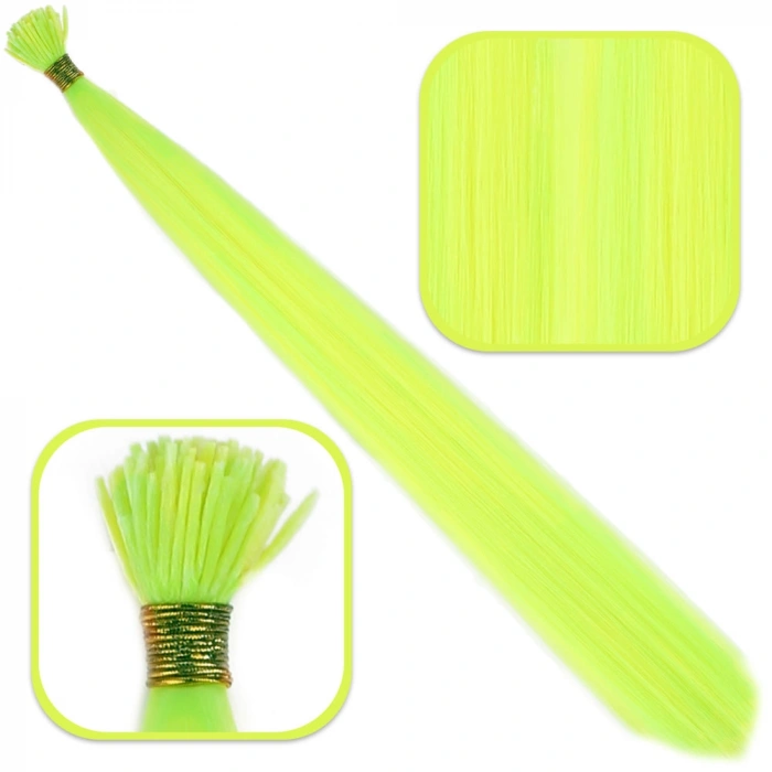 Fiber Sentetik Boncuk Kaynaklık Renkli Saç - Neon Sarı - 100 Adet