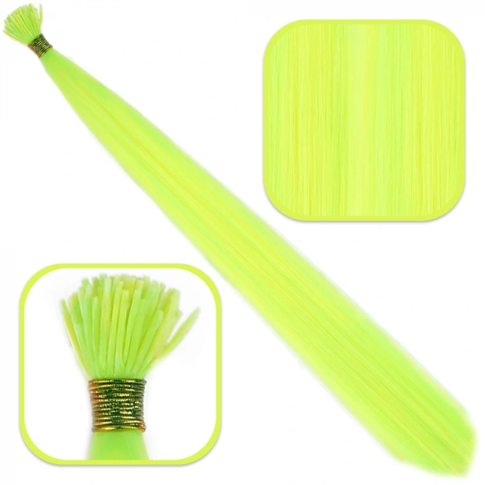 Fiber Sentetik Boncuk Kaynaklık Renkli Saç - Neon Sarı - 100 Adet