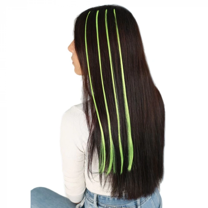 Fiber Sentetik Boncuk Kaynaklık Renkli Saç - Neon Sarı - 100 Adet