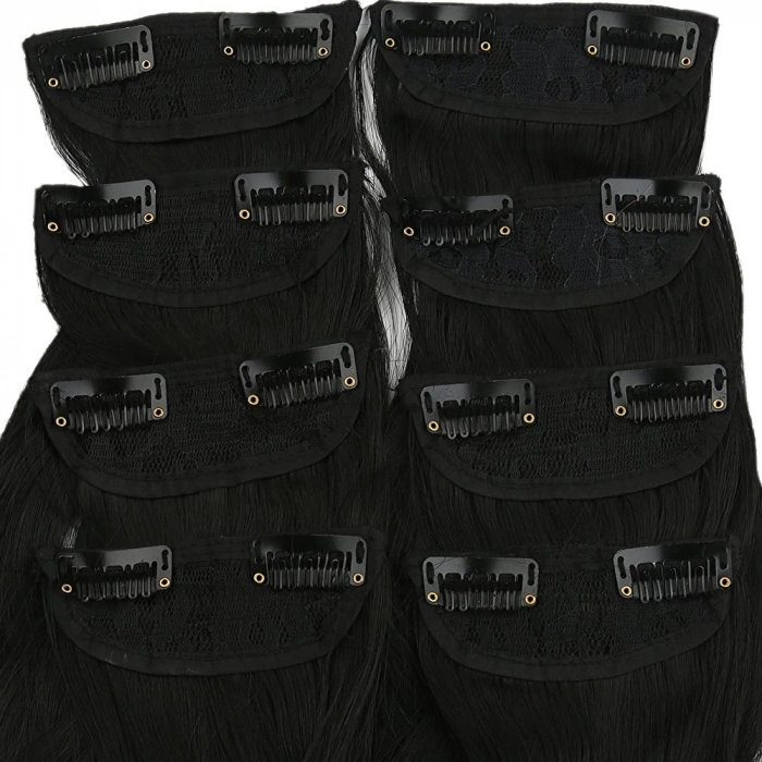 Fiber Sentetik Dalgalı 8 Parça Çıt Çıt - Siyah