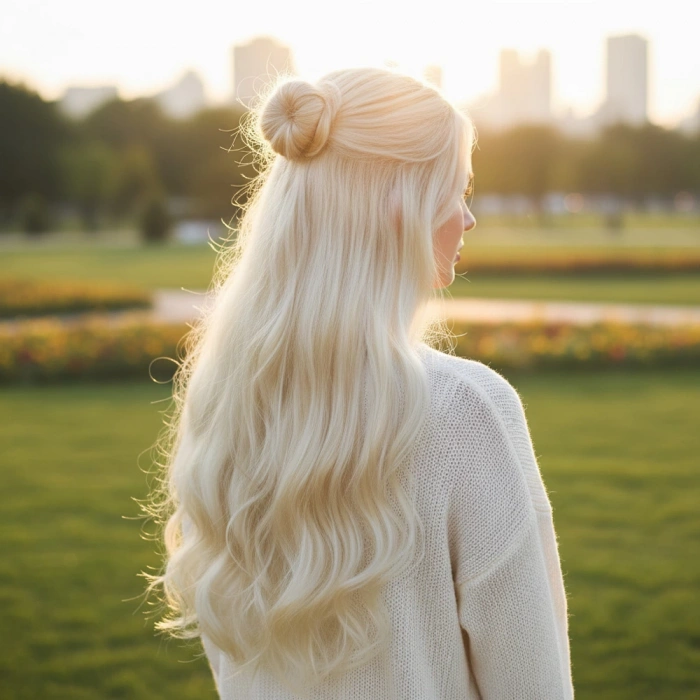 Fiber Sentetik Dalgalı Yarım Ay + 2 Yan Çıt Çıt - Platin