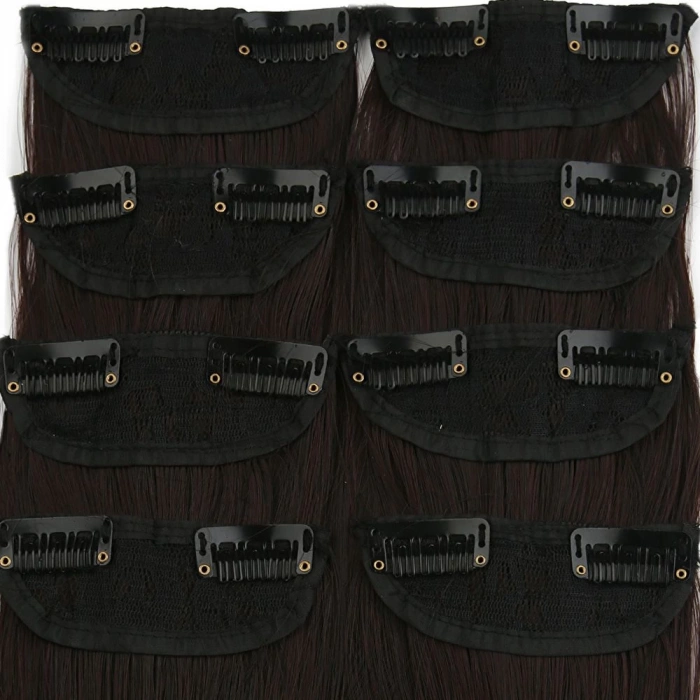 Fiber Sentetik Düz 8 Parça Çıt Çıt - Koyu Kahve