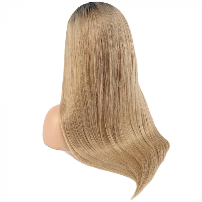 Fiber Sentetik Düz Uzun Tül Peruk - Siyah Balköpüğü Ombreli