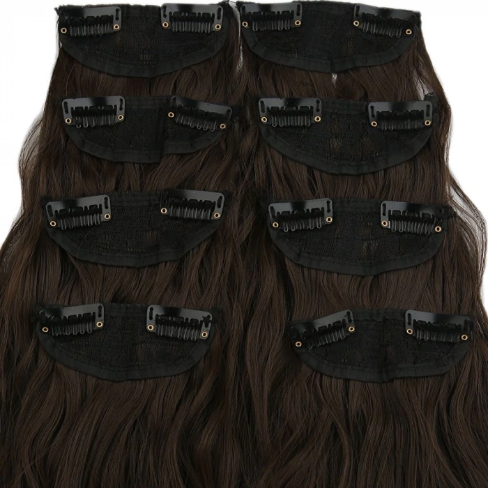 Fiber Sentetik Kabarık Dalgalı 8 Parça Çıt Çıt - Açık Kahve