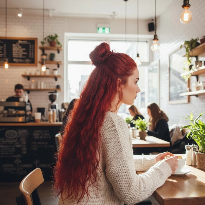 Fiber Sentetik Kabarık Dalgalı 8 Parça Çıt Çıt - Kızıl