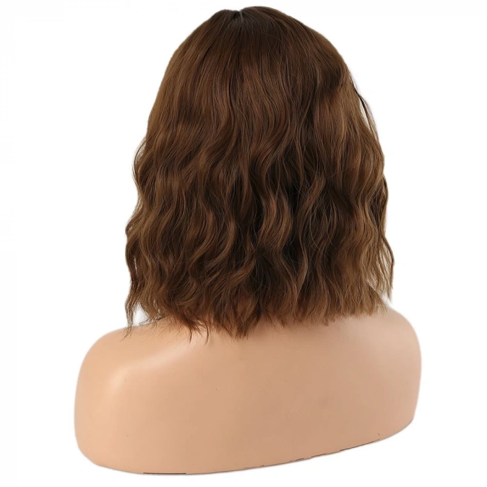 Fiber Sentetik Kısa Dalgalı Perçemsiz Peruk - Kumral