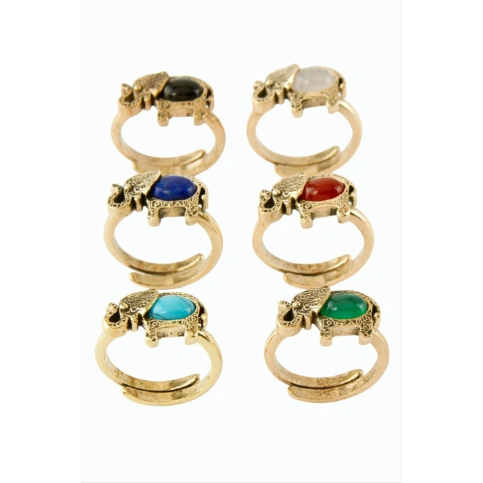 Fil Doğaltaşlı Otantik Yüzük