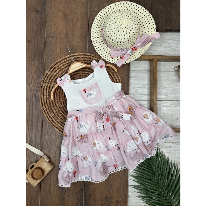 Fil Elbise ve Şapka Kız Çocuk Elbise