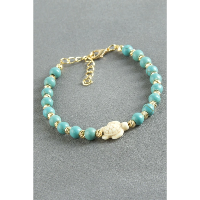 Fil Turkuaz Taşlı Boncuk Bileklik