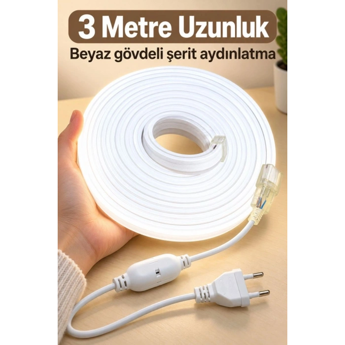 Fişli Şerit Aydınlatma Beyaz Işık 3 Metre