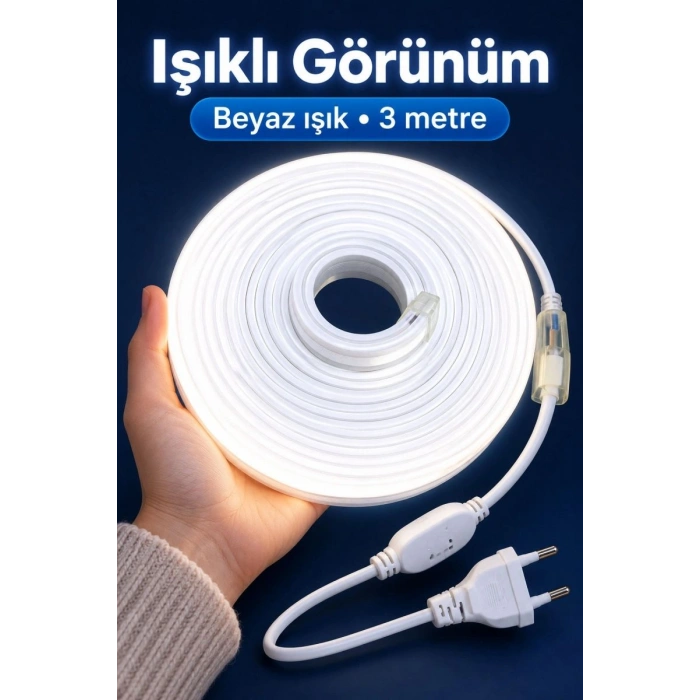 Fişli Şerit Aydınlatma Beyaz Işık 3 Metre
