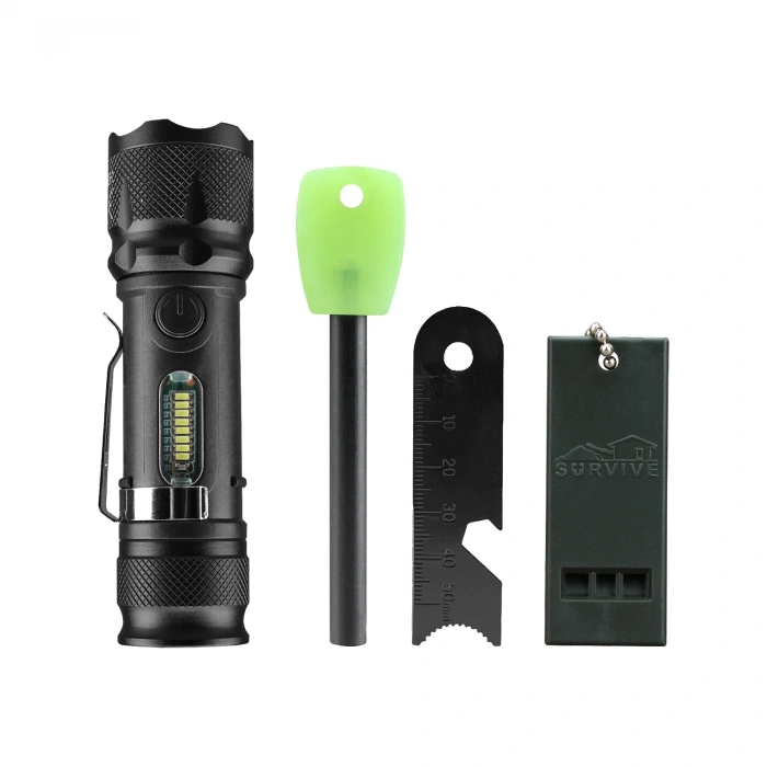 Fithome Usb El Feneri Magnezyum Çubuğu Düdük Acil Durum Atı Kamp Seti