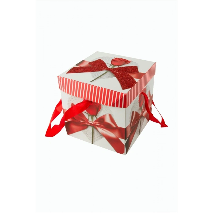 Fiyong Gül Simli Kare Hediyelik Kutu 15 cm