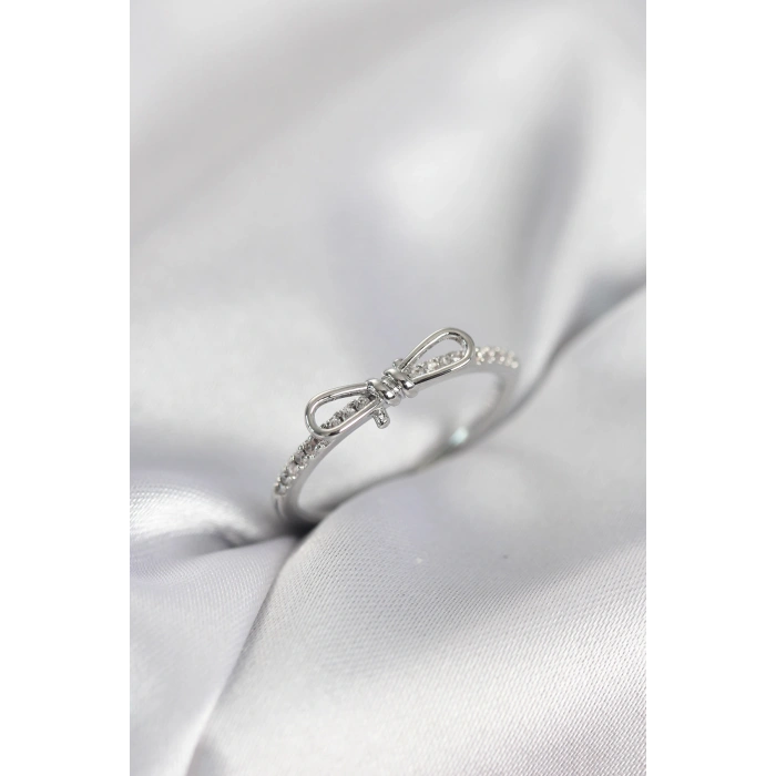 Fiyonk Model Zirkon Taşlı Gümüş Renk Kadın Yüzük - TJ-BYK4096